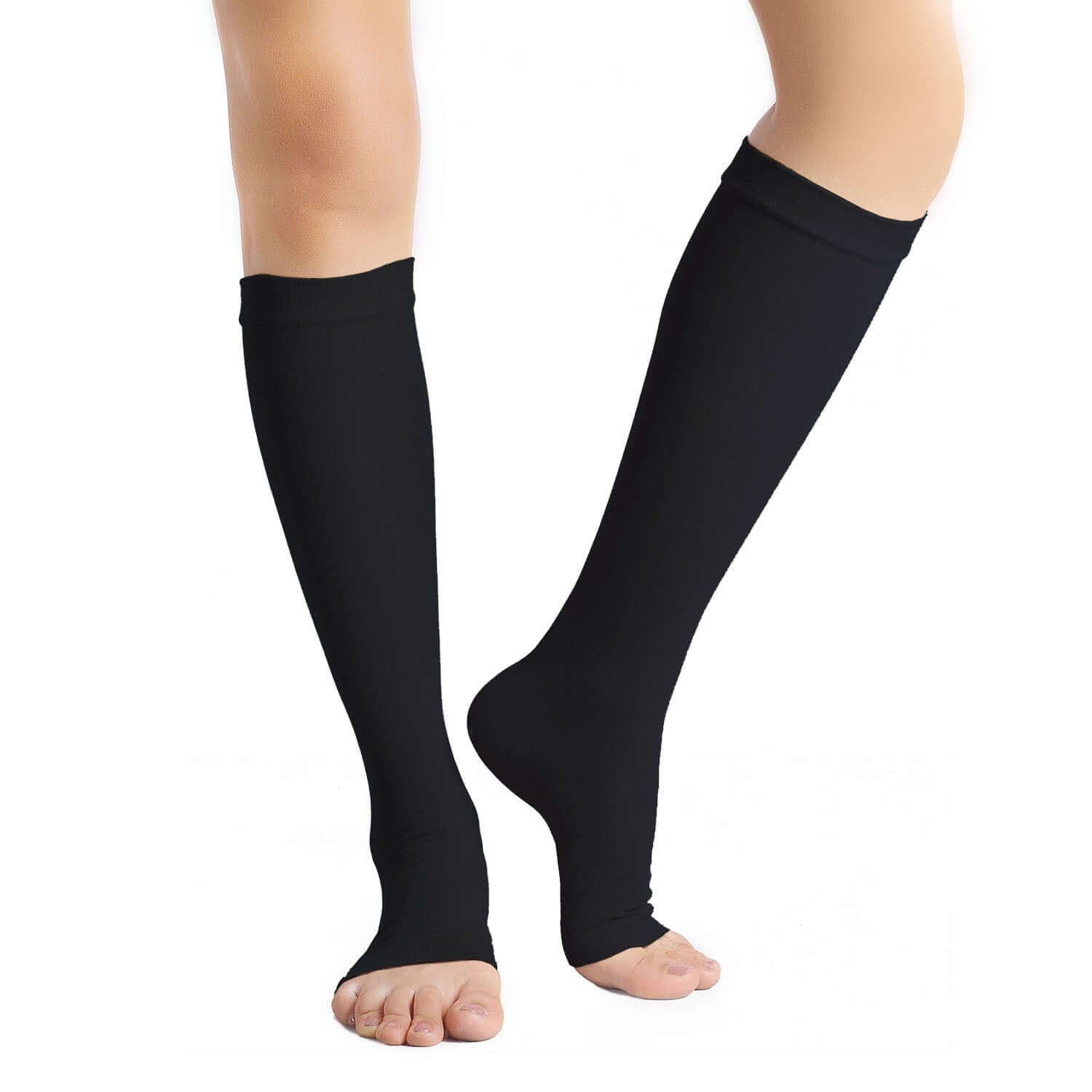Open Toe Medical Compression Socks Graduated 20-30 mmHg Knee High 1 Pack