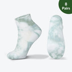 Tie-dye Wide non-binding Bamboo diabetic socks, seamless toe, air vent with cushion sole, 8 pairs