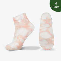 Tie-dye Wide non-binding Bamboo diabetic socks, seamless toe, air vent with cushion sole, 4 pairs