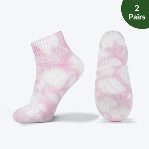 Tie-dye Wide non-binding Bamboo diabetic socks, seamless toe, air vent with cushion sole, 2 pairs