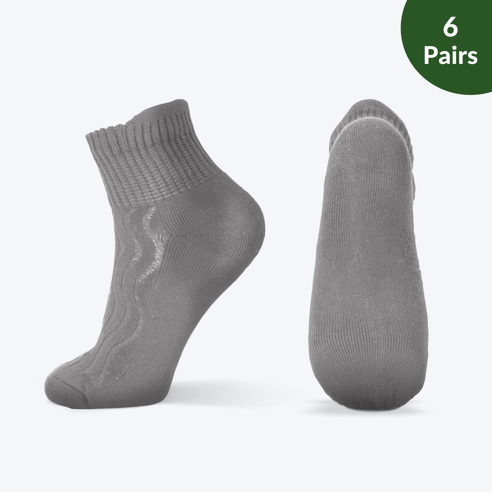 Wide non-binding Bamboo diabetic socks, seamless toe, air vent with cushion sole, 6 pairs