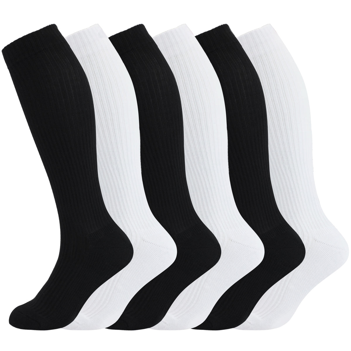8-15mmHg Cotton Compression Socks 6Paris Knee High for Sports Travel Nurse