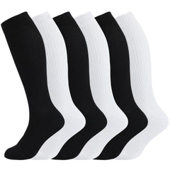 8-15mmHg Cotton Compression Socks 6Paris Knee High for Sports Travel Nurse