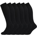 6 PAIR PACK: 8-15mmHg Cotton Compression Socks 6 Pairs Knee High for Sports Travel Nurse