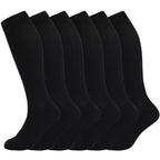 6 PAIR PACK: 8-15mmHg Cotton Compression Socks 6 Pairs Knee High for Sports Travel Nurse