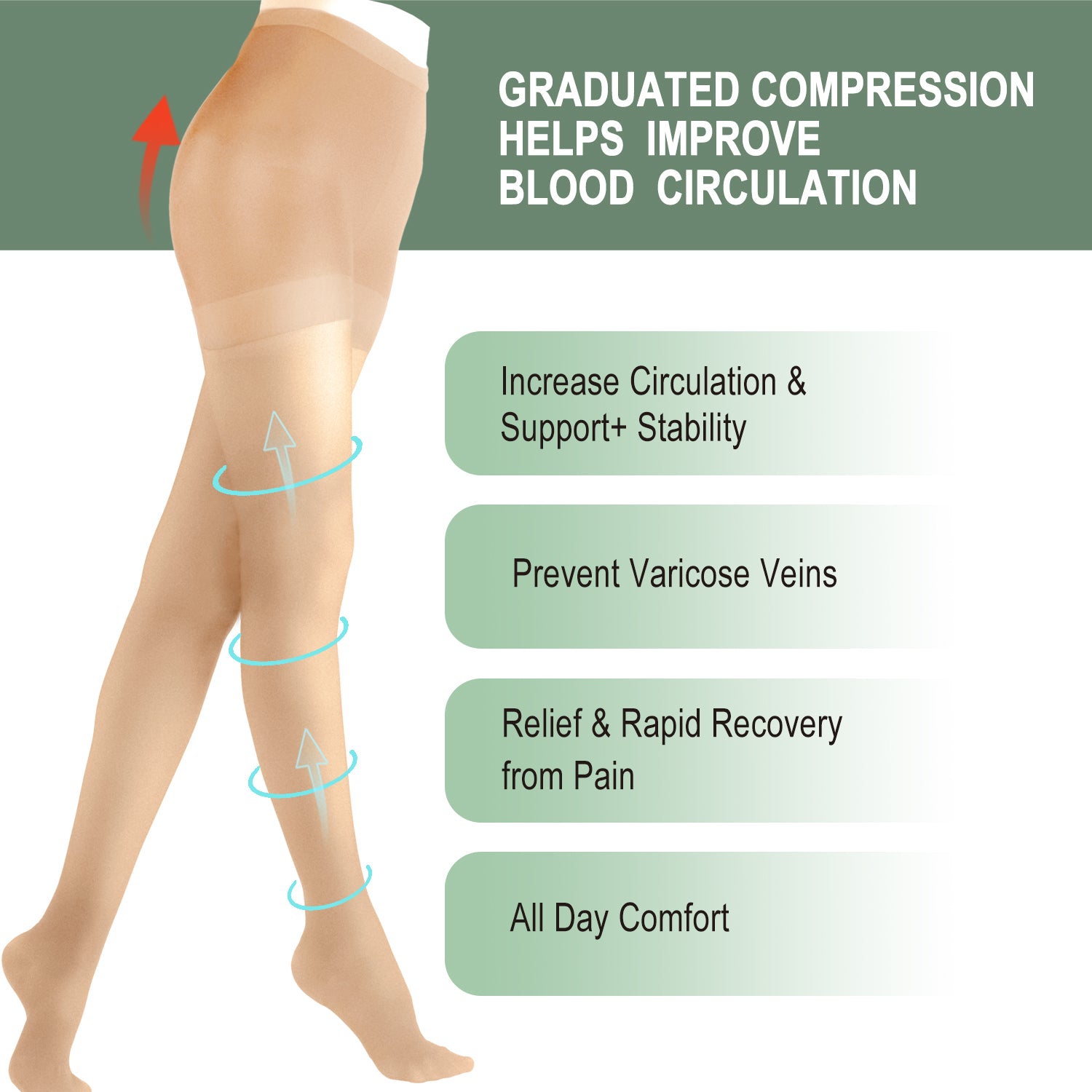 Compression Pantyhose Stockings 15-20 mmHg Medical Graduated Support