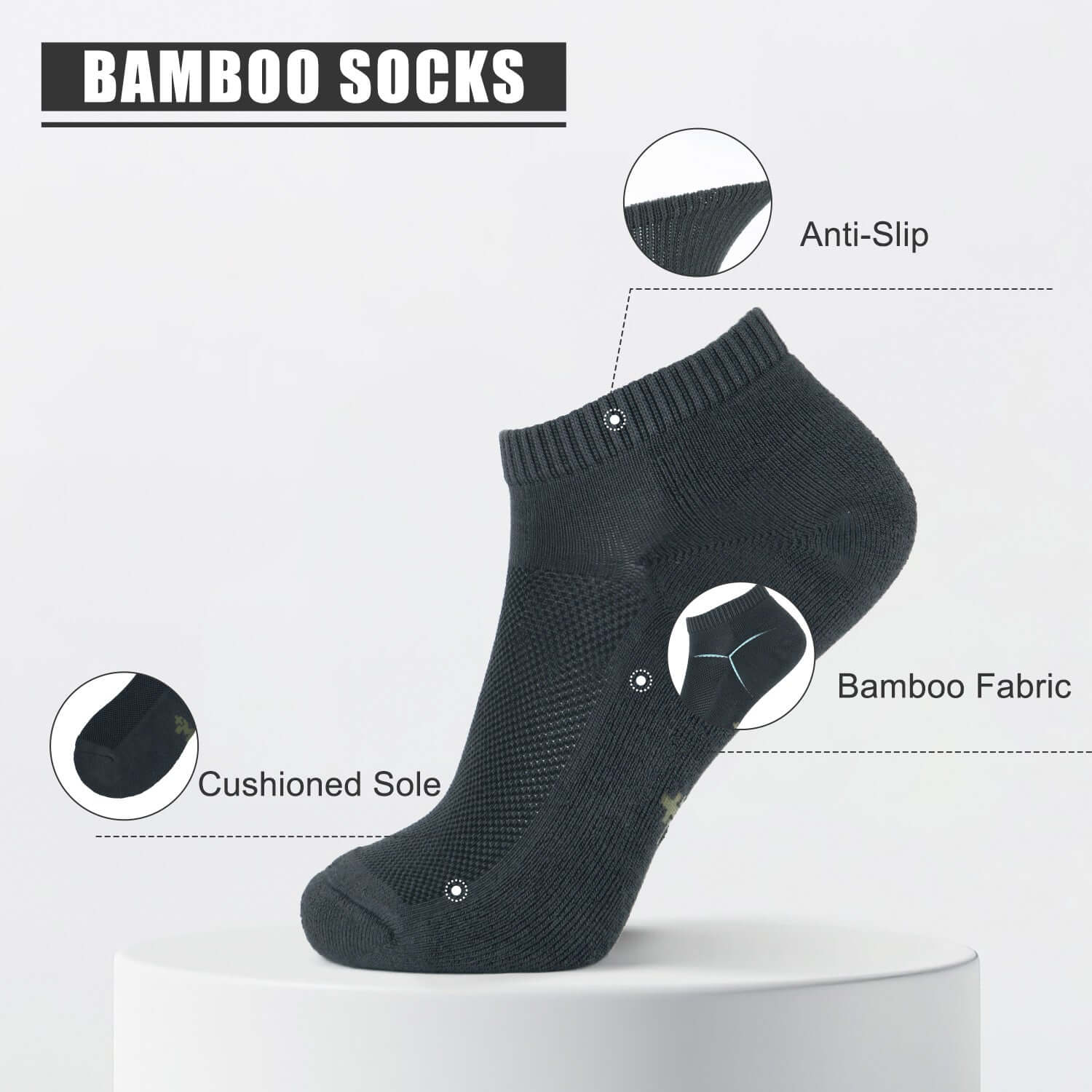 Unisex Premium Ultra Soft Bamboo Socks, 6 Pairs - md-diab