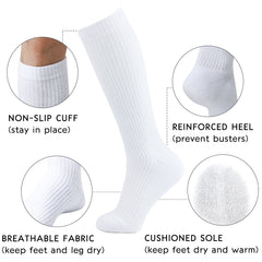 8-15mmHg Cotton Compression Socks 6Paris Knee High for Sports Travel Nurse