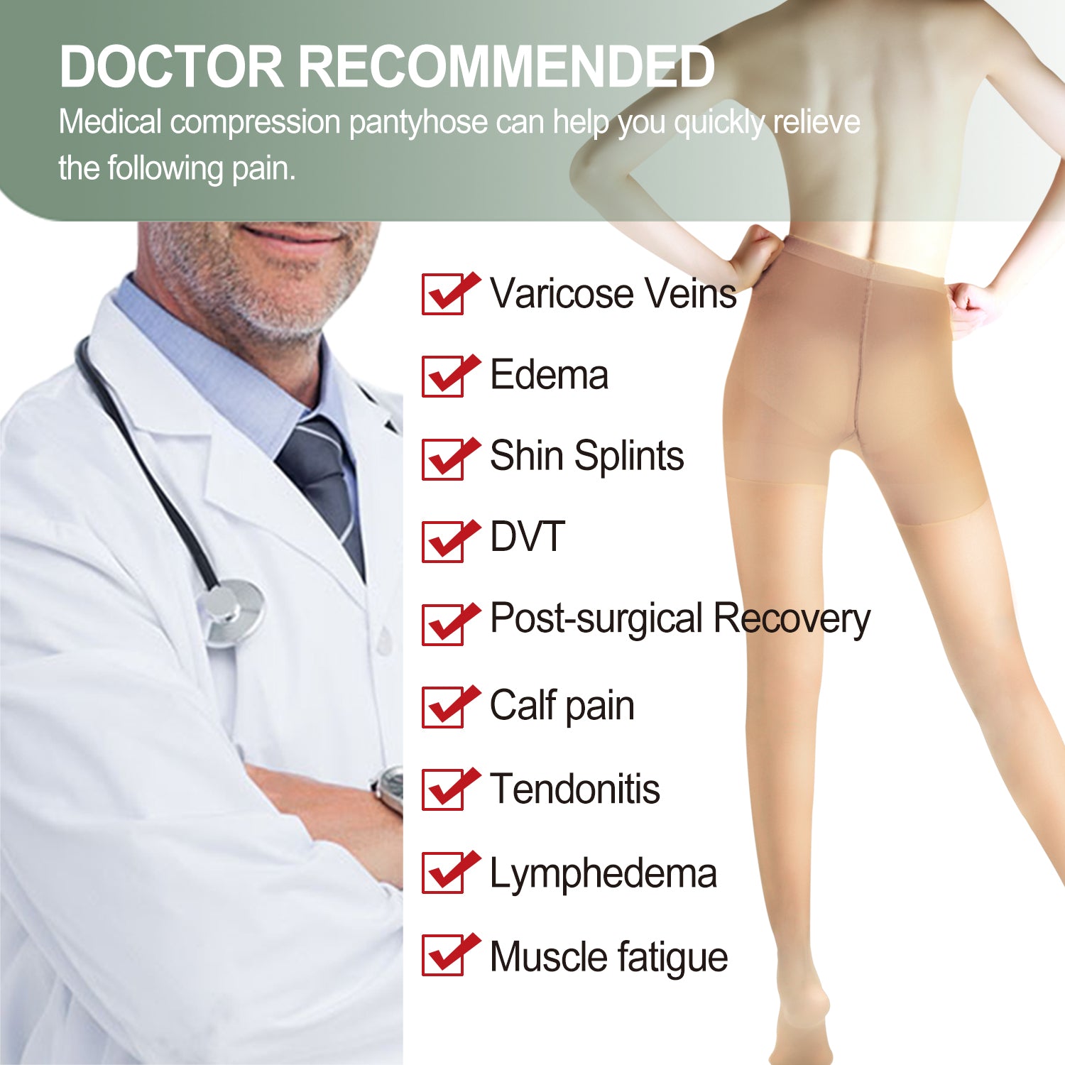 Compression Pantyhose Stockings 15-20 mmHg Medical Graduated Support