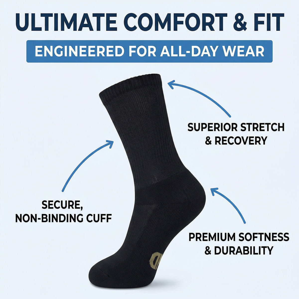 Mens Dress Moisture Wicking Bamboo Socks, 4 Pairs