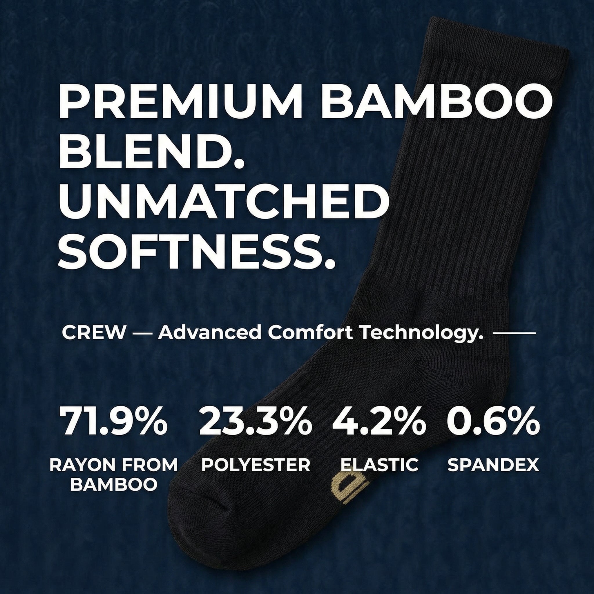 Ultra Soft Unisex Anti-bacterial Bamboo Crew Socks, 6 Pairs