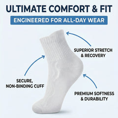 Bamboo Diabetic Crew Socks — Non-Binding, Cushion Sole (Black)