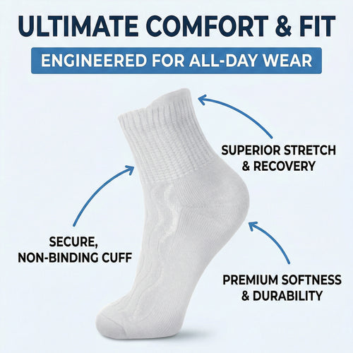 Bamboo Diabetic Crew Socks — Non-Binding, Cushion Sole (Black), Multi-Pack