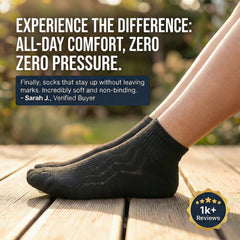 Bamboo Diabetic Crew Socks — Non-Binding, Cushion Sole (Black)