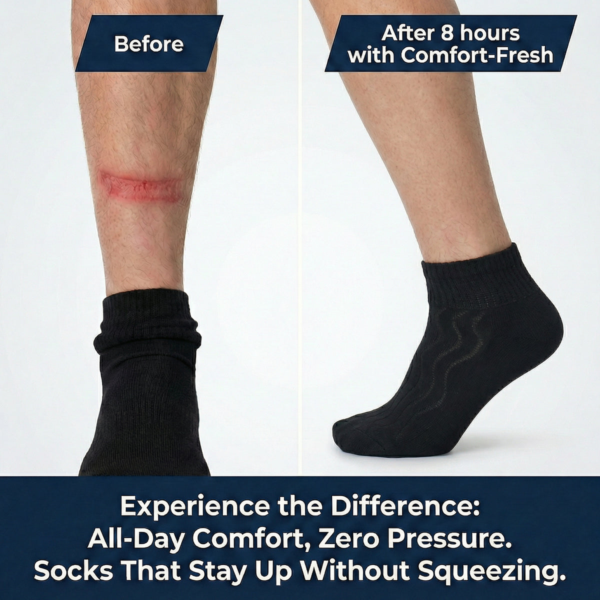 Bamboo Diabetic Crew Socks — Non-Binding, Cushion Sole (Black)