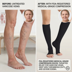 Open Toe Medical Compression Socks Graduated 20-30 mmHg Knee High 4 Pair Pack