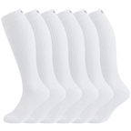 Cotton Knee-High Compression Socks for Nurses & Travel, Black & White