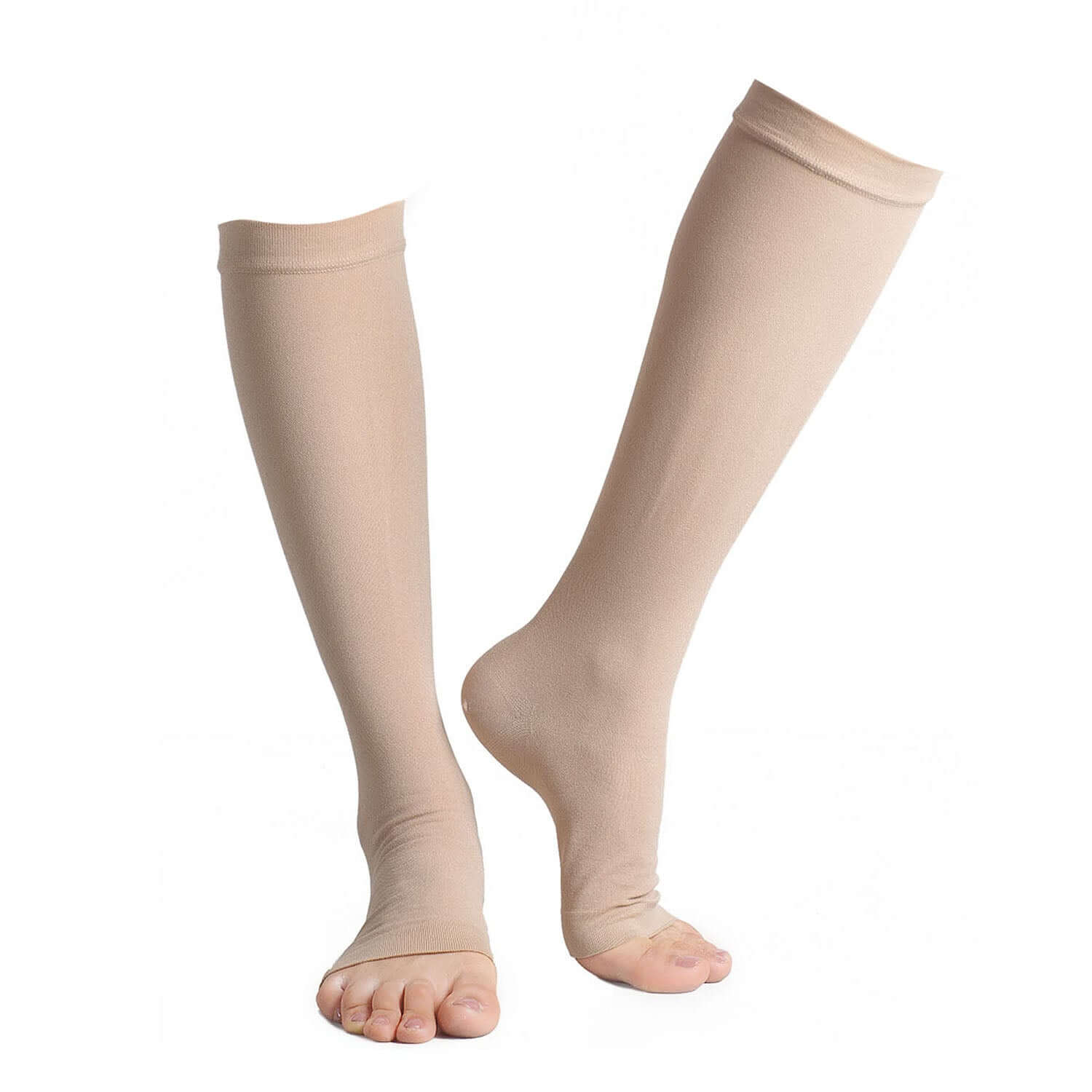Open Toe Medical Compression Socks Graduated 20-30 mmHg Knee High 1 Pack - md-diab
