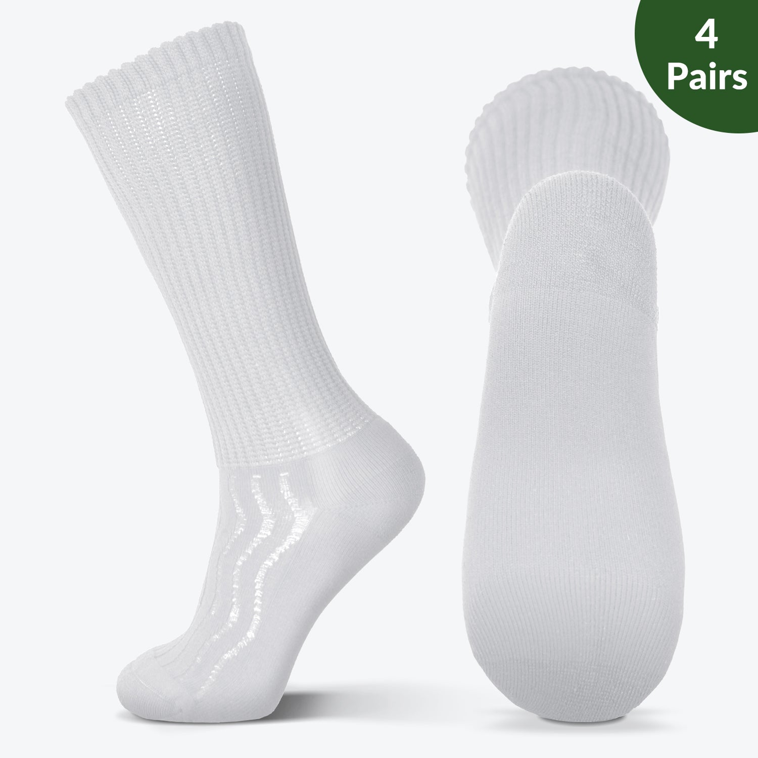 Wide non-binding  crew seamless toe Bamboo socks, air vent with cushion sole, 4 pairs