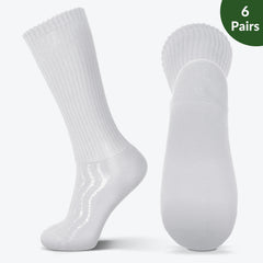 Wide non-binding  crew seamless toe Bamboo socks, air vent with cushion sole, 6 pairs