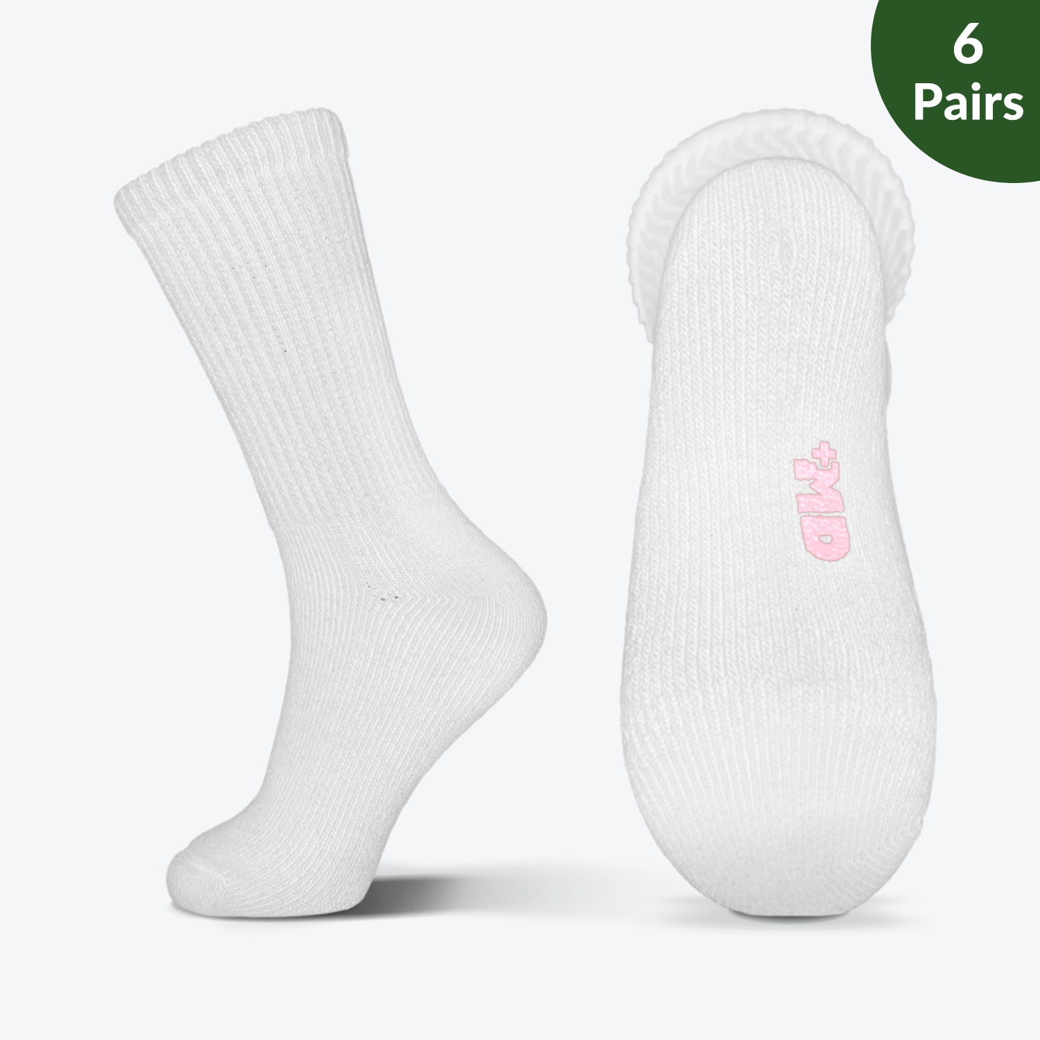 Anatomically designed, diabetic non-binding crew socks, 6 Pairs