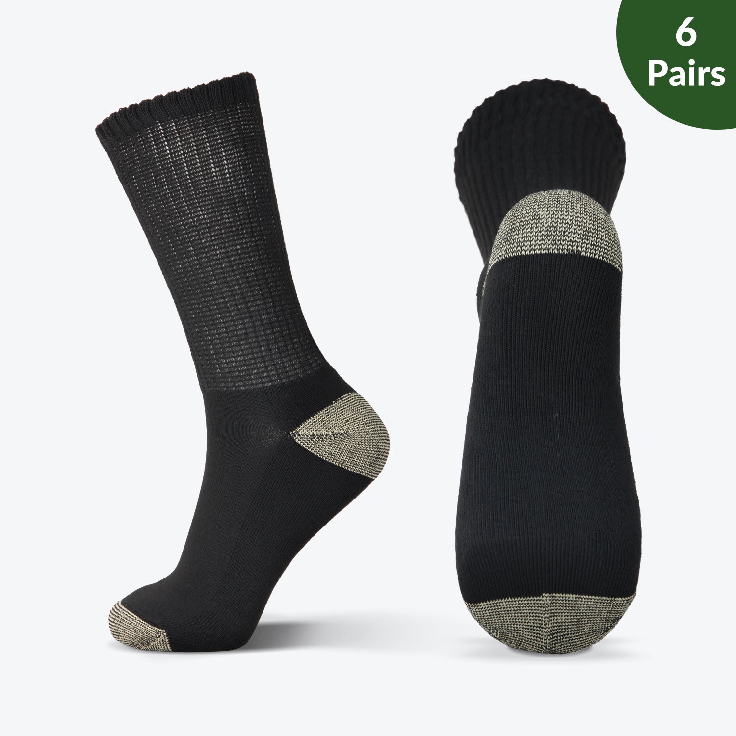 Extra wide Moisture Wicking Diabetic Crew Socks, 6 Pairs