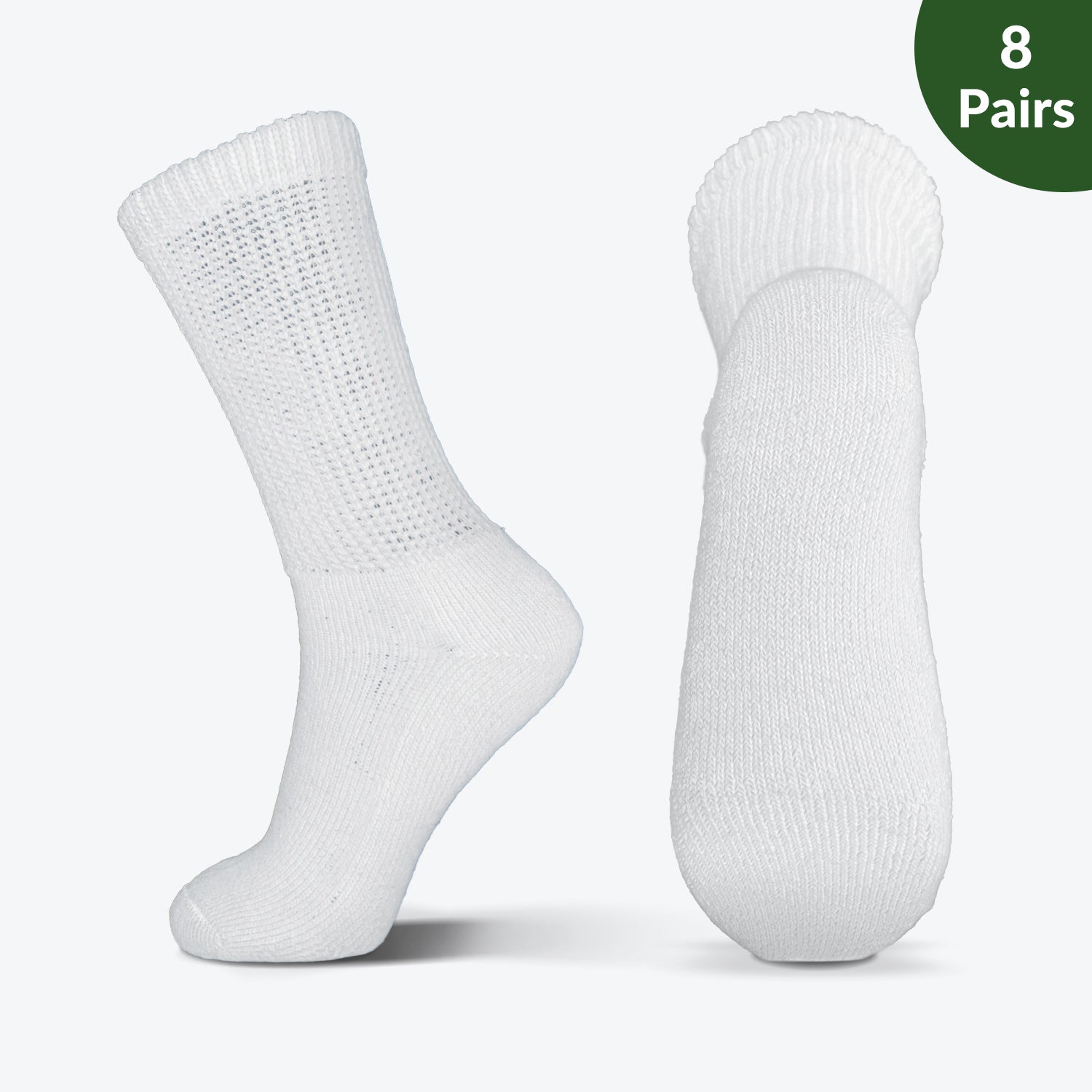 Extra wide diabetic crew socks, Cushioned & soft sole, 8 Pairs