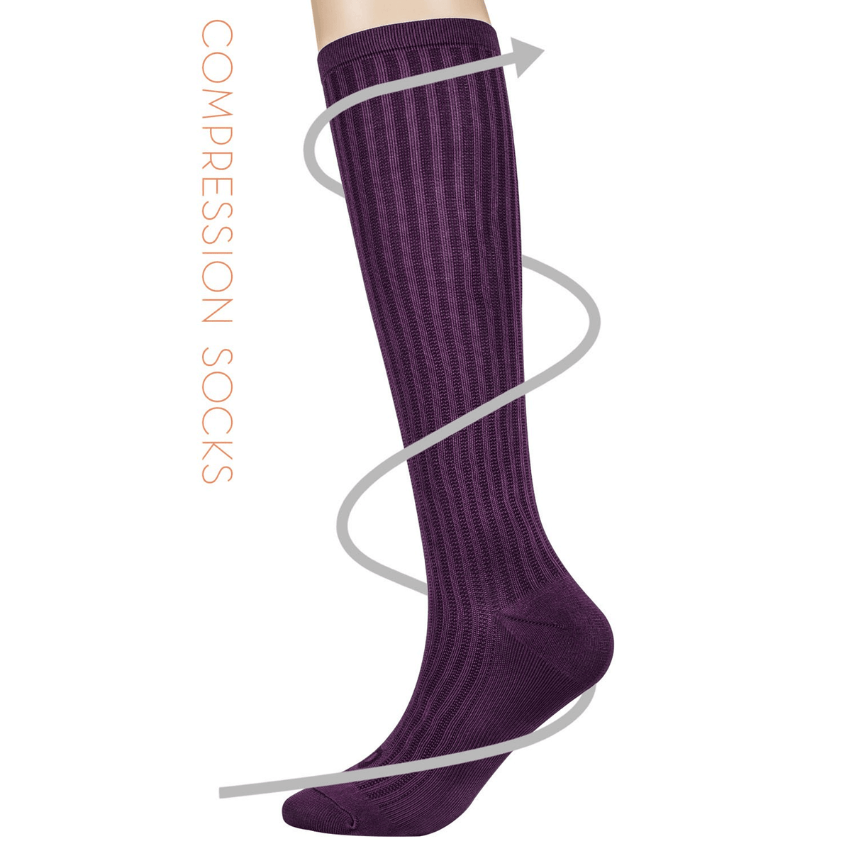 Rib design Knee High, graduated mild compression 8-15 mmHg 3pairs - md-diab