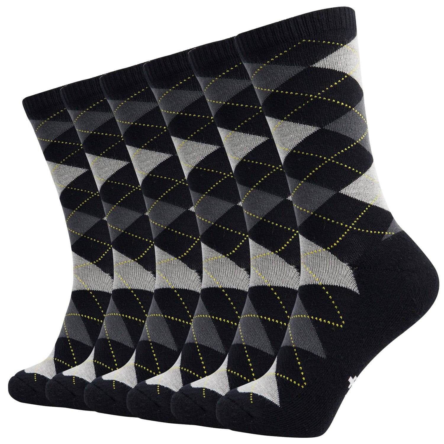 Design Bamboo Crew Argyle Dress Socks Cushioned, 6 Pairs - md-diab