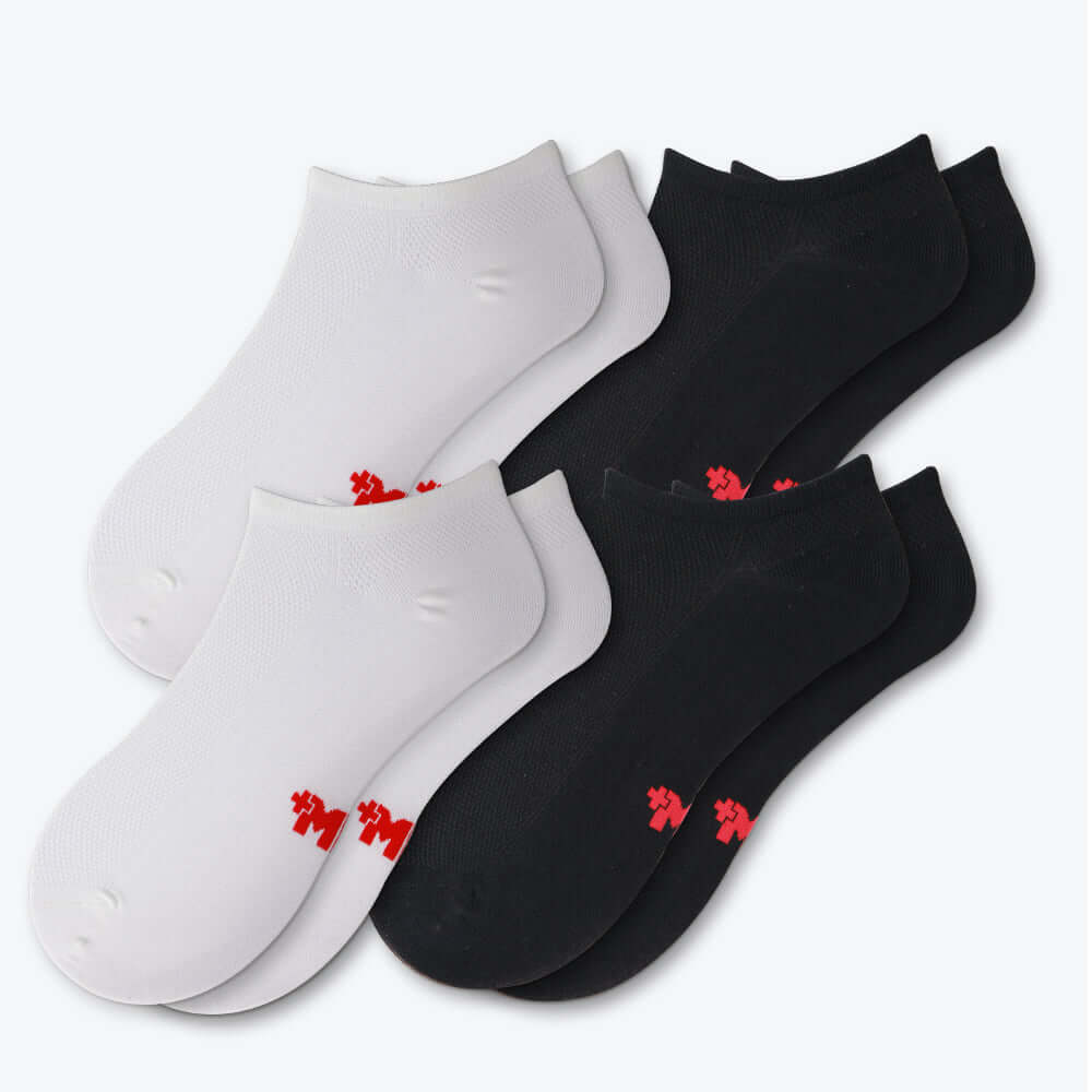 Bamboo Low Cut Flatknit Socks, Classic Style, 4 Pack - md-diab