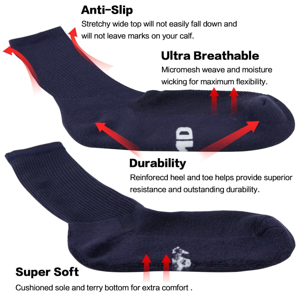 MD Mesh Antibacterial Bamboo Crew Socks Colorful, Lightgrey - md-diab