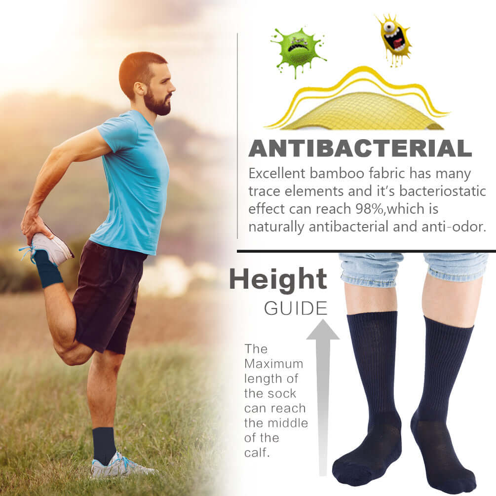 MD Mesh Antibacterial Bamboo Crew Socks Colorful, Lightgrey - md-diab