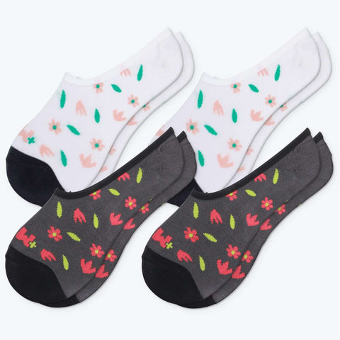 Shredded Flowers, Bamboo No Show Liner Socks Non Slip, 4 Pairs - md-diab