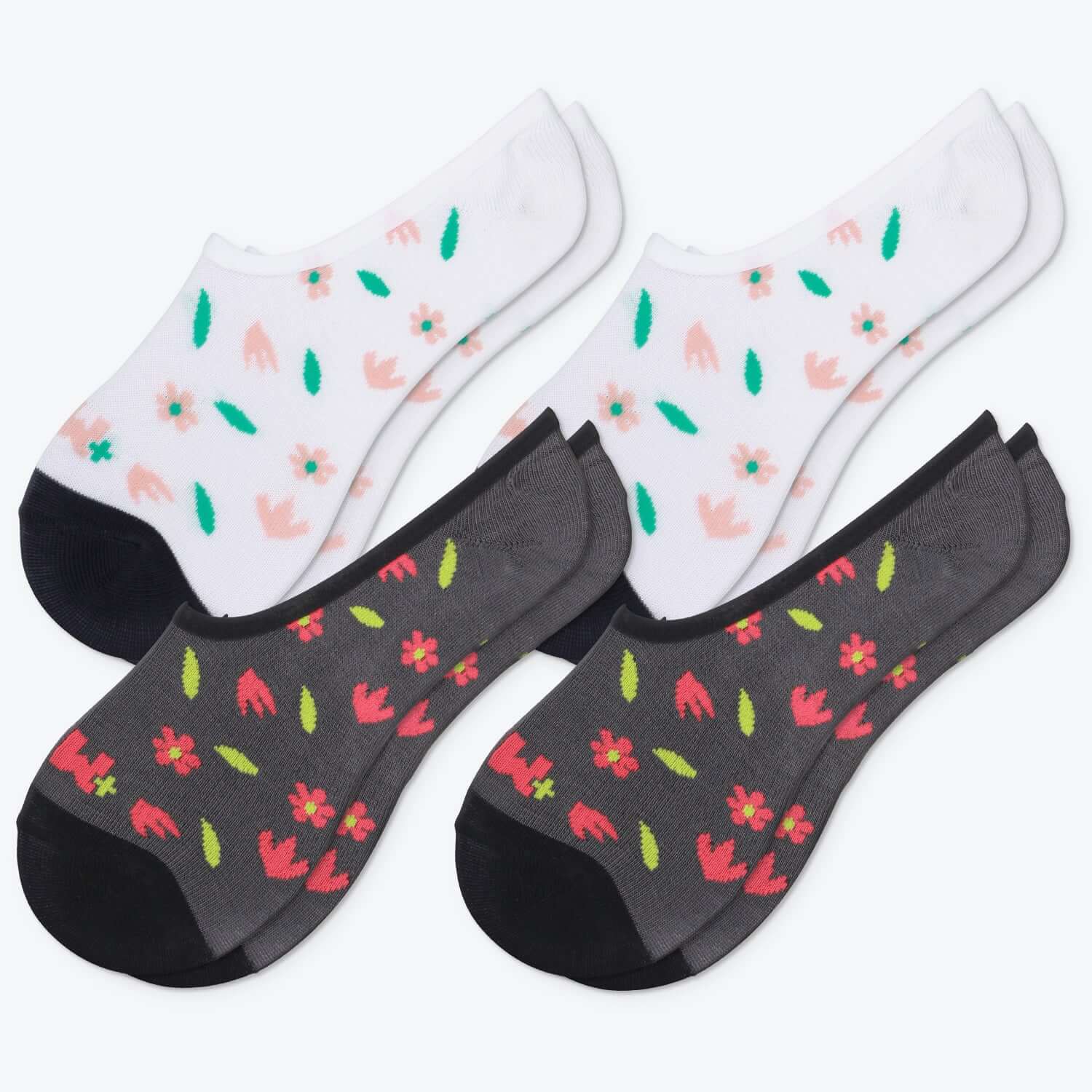 Shredded Flowers, Bamboo No Show Liner Socks Non Slip, 4 Pairs - md-diab