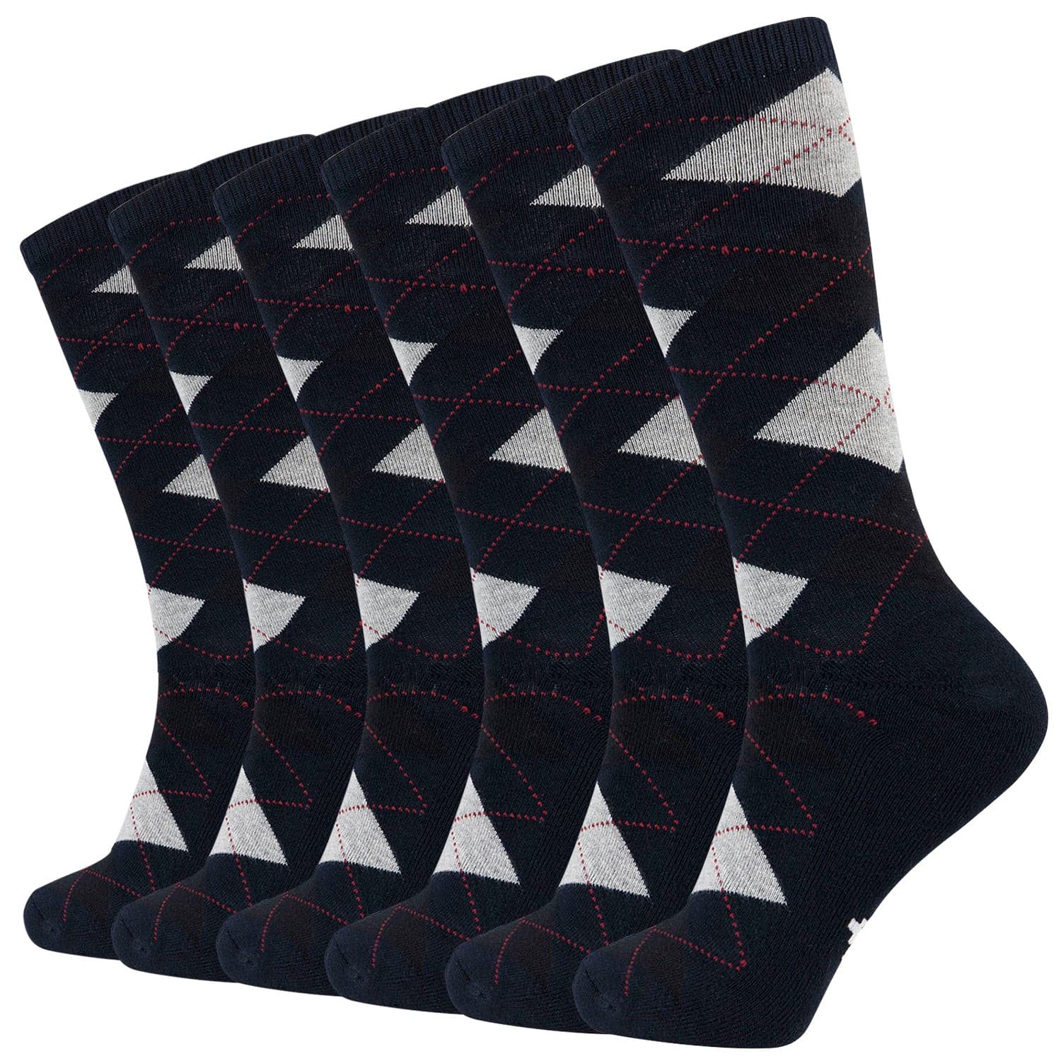 Design Bamboo Crew Argyle Dress Socks Cushioned, 6 Pairs - md-diab