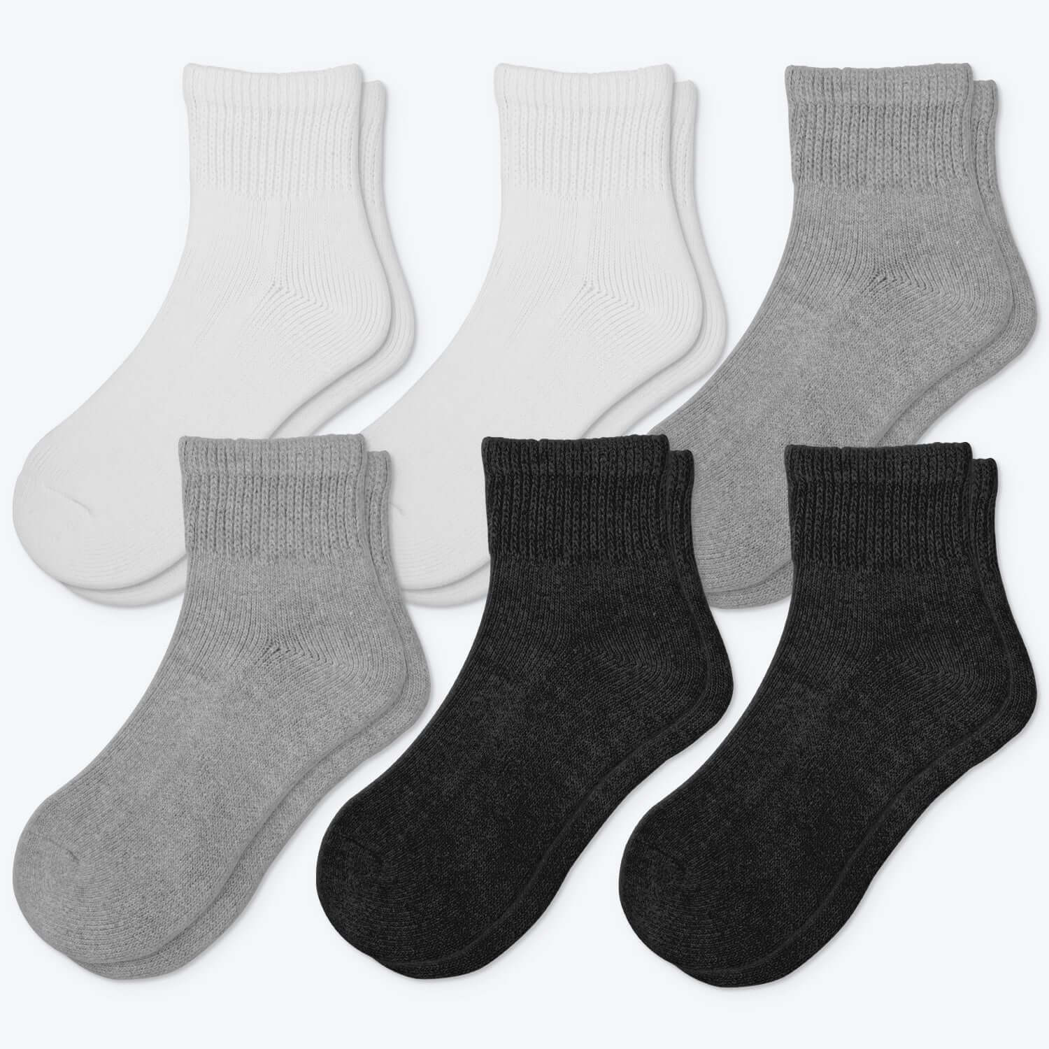 Extra wide diabetic ankle socks, warm & thick cushion sole, 6 pairs - md-diab