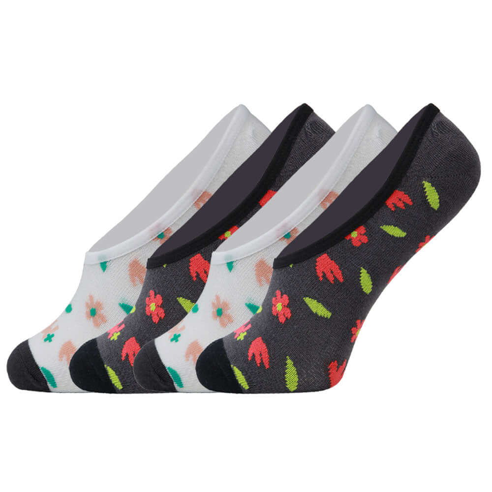 Shredded Flowers, Bamboo No Show Liner Socks Non Slip, 4 Pairs - md-diab