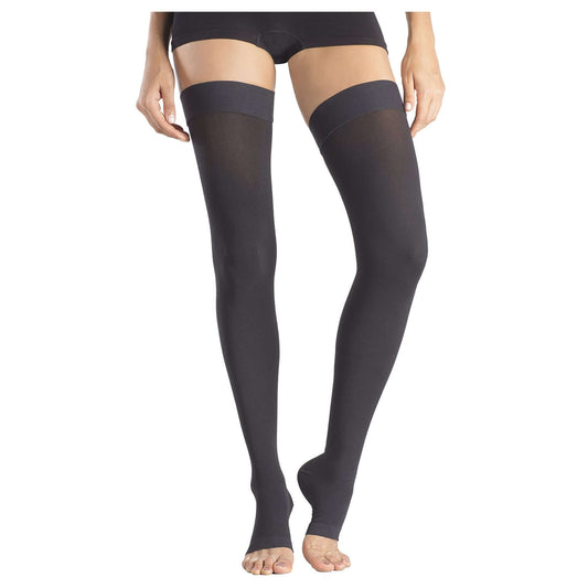Thigh High Graduated Compression Opaque Stockings, Open-Toe 20-30mmHg Firm Medical Support Socks - md-diab