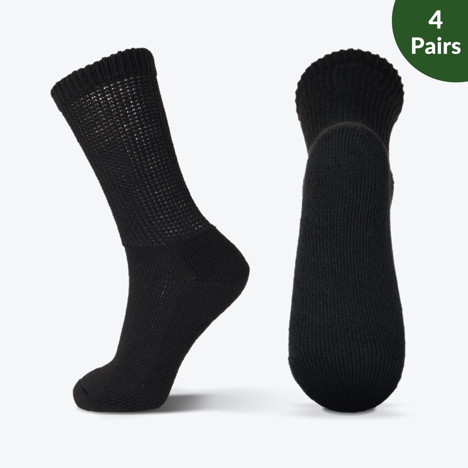 Extra wide diabetic crew socks, Cushioned & soft sole, 4 Pairs