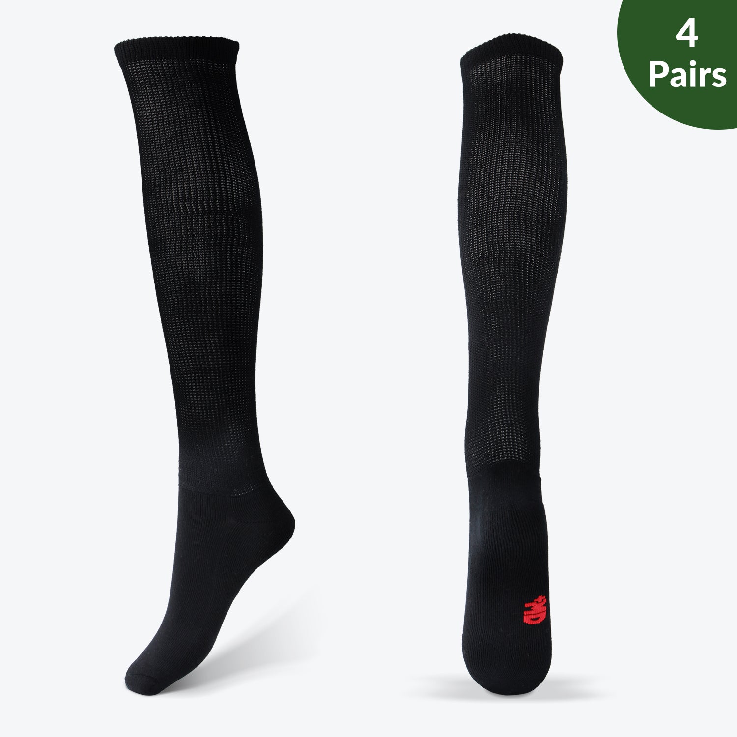 Extra wide non-binding Bamboo Knee high socks, seamless toe, long circulatory design with Warm cushion sole, 4 pairs