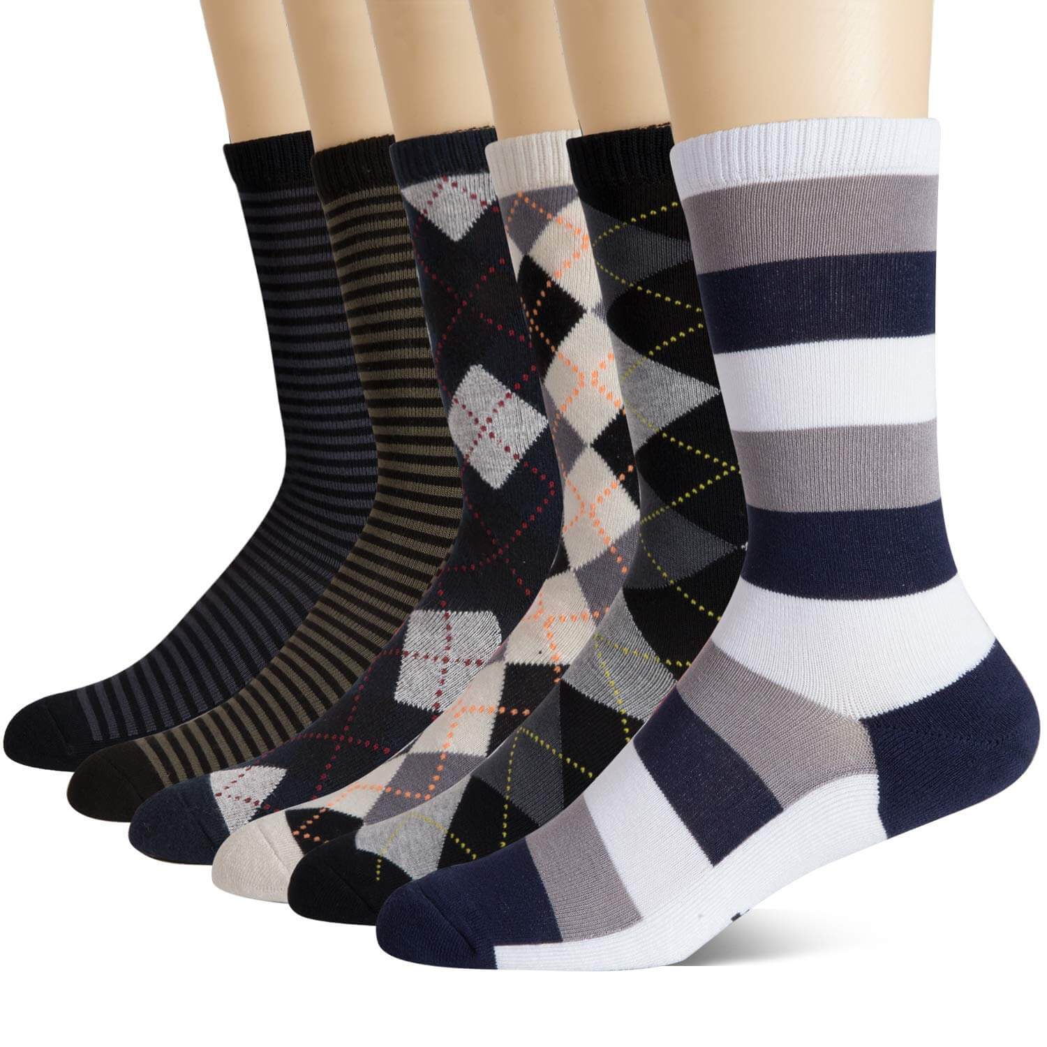 Mens Fun Colorful Dress Bamboo Crew Socks, 3/6 Pairs - md-diab