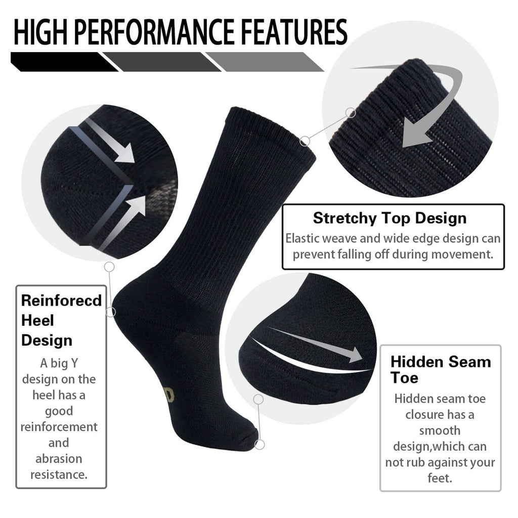 MD Soft Wicking Bamboo Socks Crew (2 Pairs) - md-diab