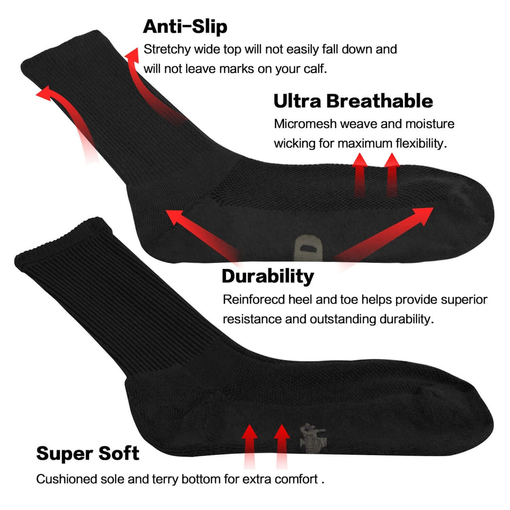 MD Soft Wicking Bamboo Socks Crew (2 Pairs) - md-diab