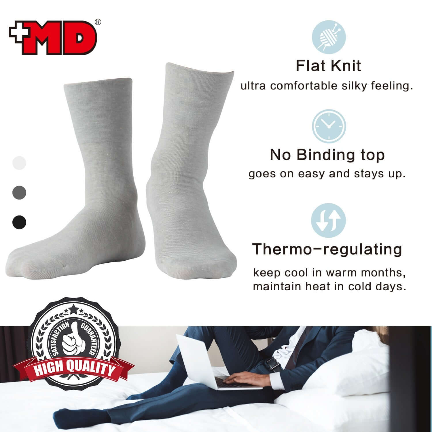 MD Breathable Bamboo Ankle Socks Absorbing Sweat.