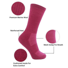MD Merino Wool Thermal Winter Hiking Crew Socks Cushioned - md-diab