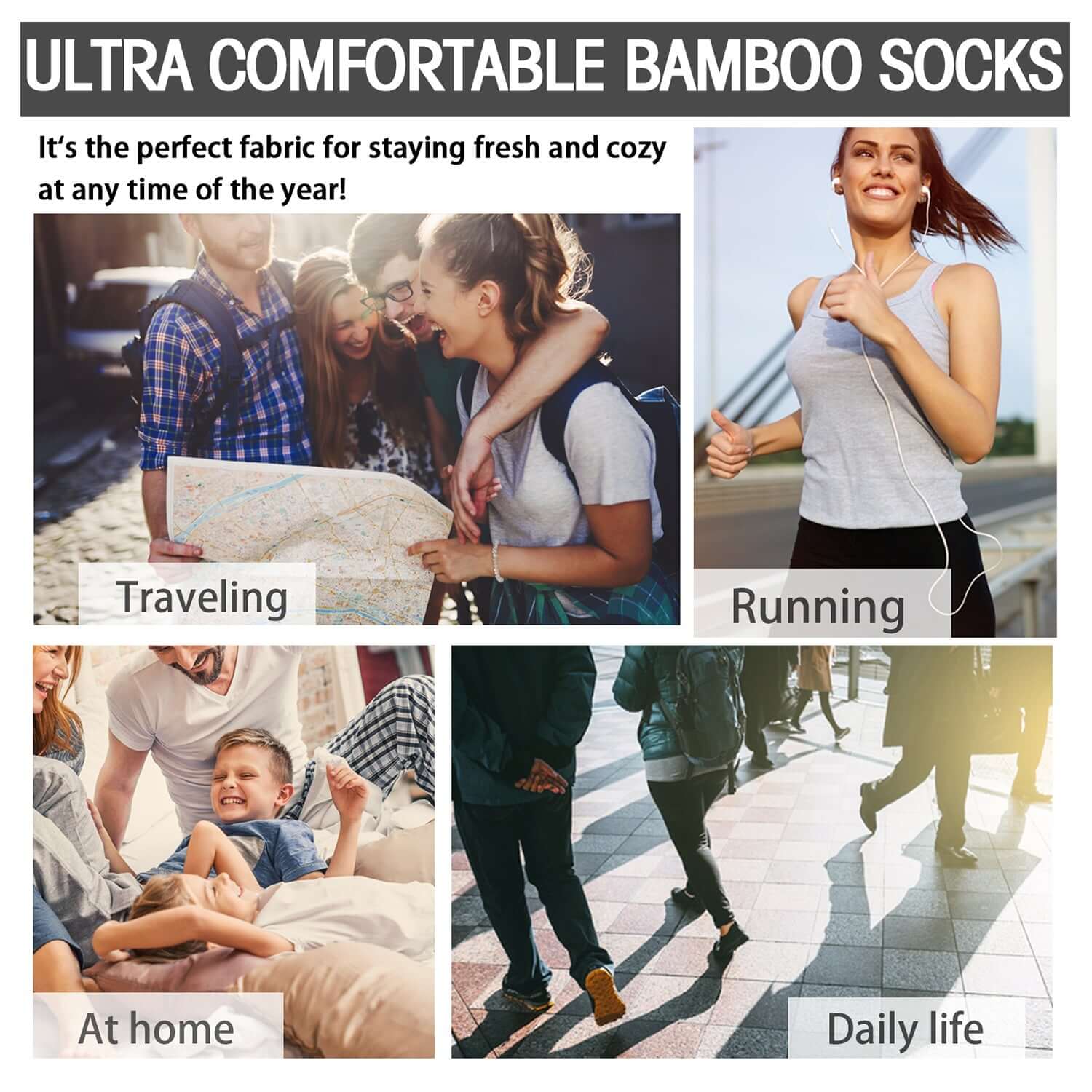 MD Soft Wicking Bamboo Socks Crew (2 Pairs) - md-diab