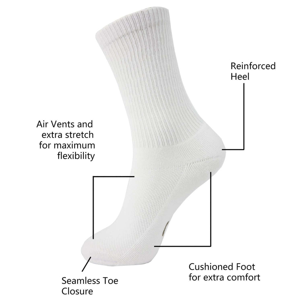 MD Soft Wicking Bamboo Socks Crew (2 Pairs) - md-diab