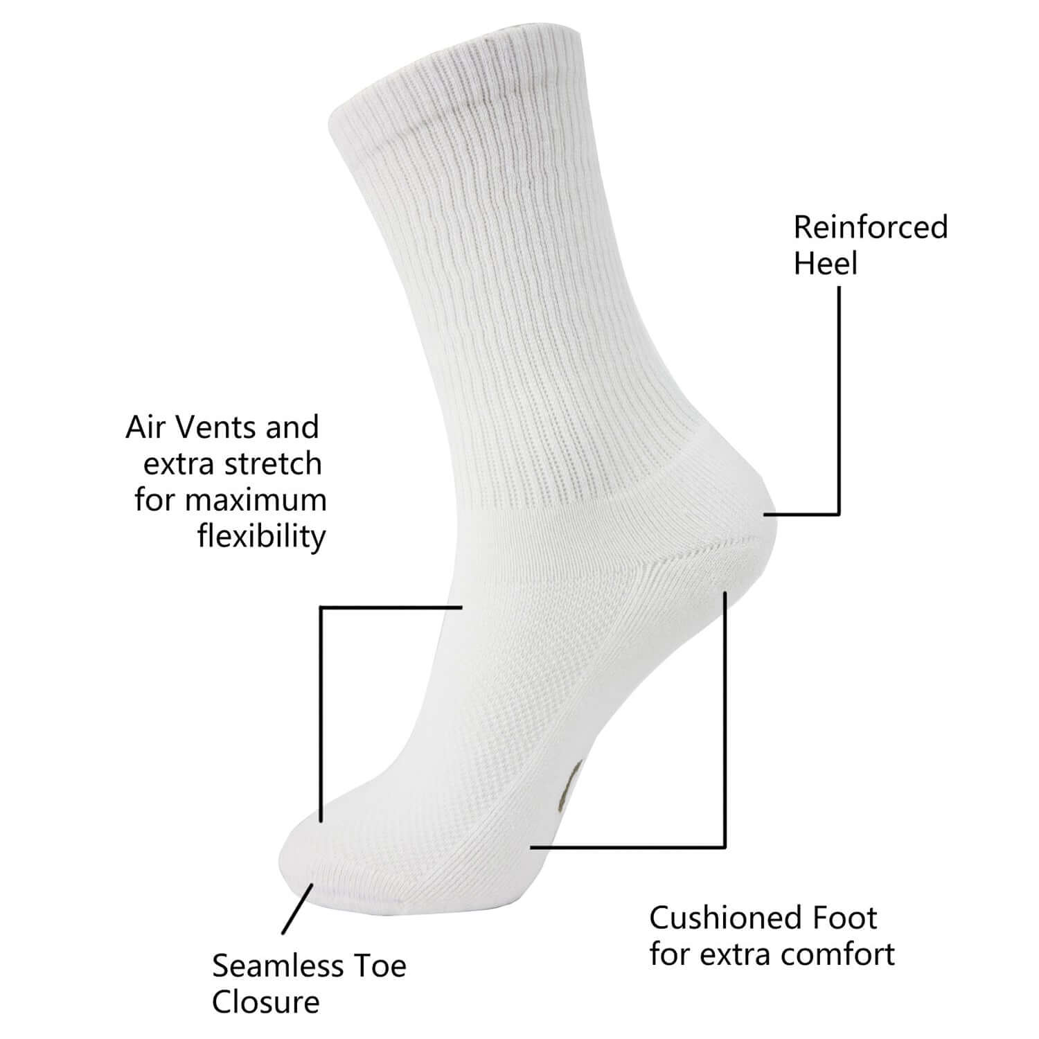 MD Soft Wicking Bamboo Socks Crew (2 Pairs) - md-diab