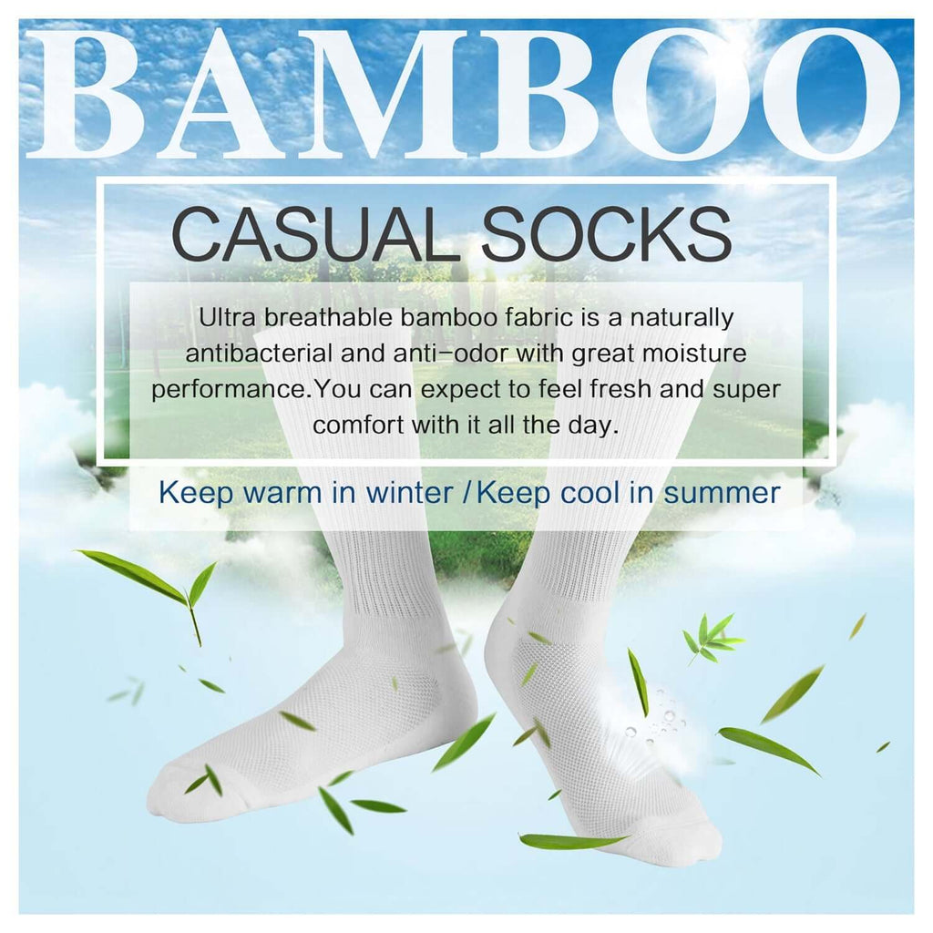 MD Soft Wicking Bamboo Socks Crew (2 Pairs) - md-diab