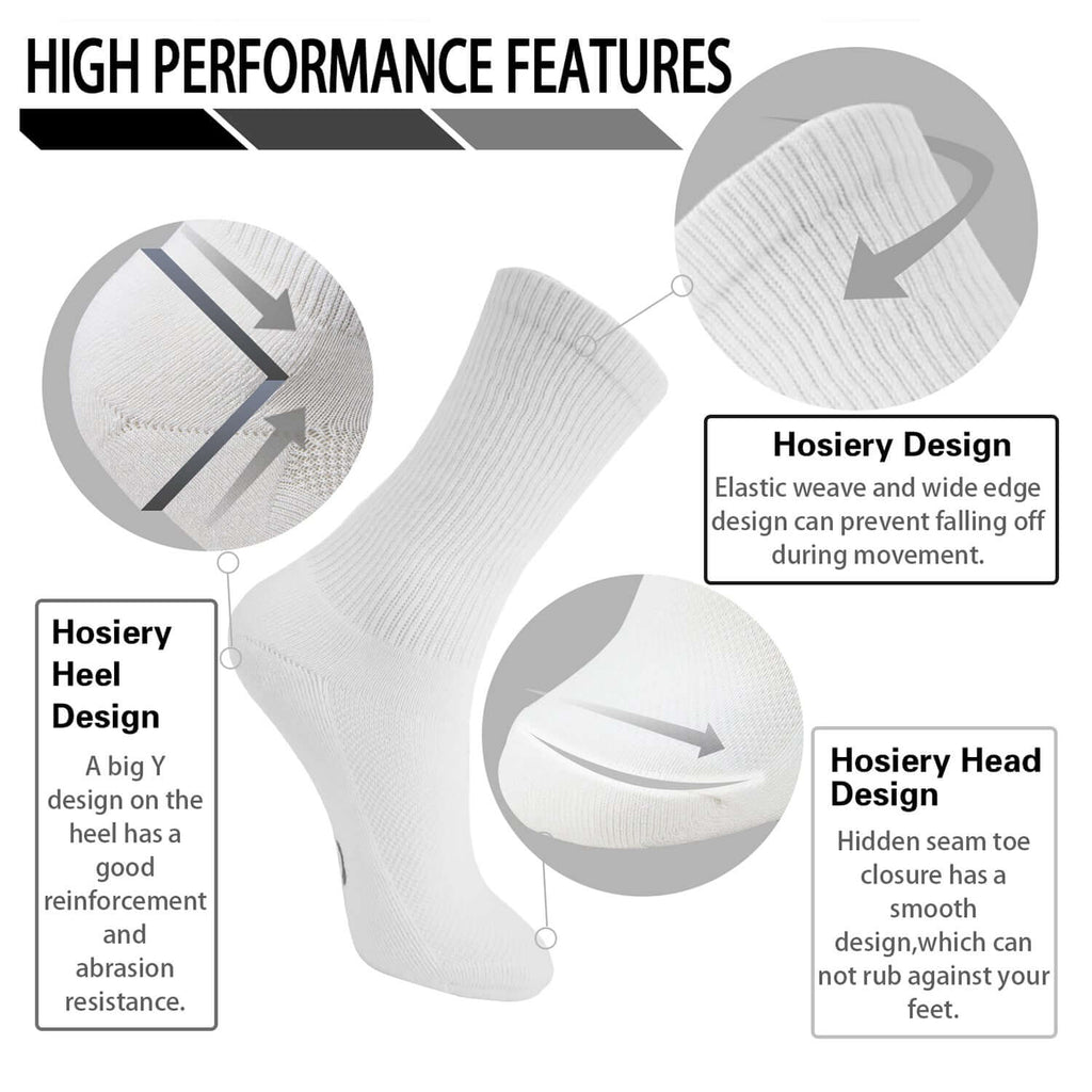 MD Soft Wicking Bamboo Socks Crew (2 Pairs) - md-diab